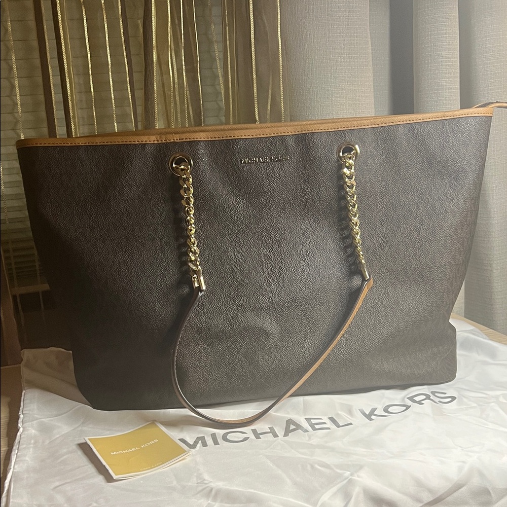 Michael Kors Dark Brown and Tan Tote